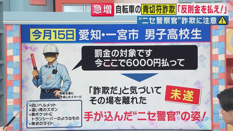 本物そっくりの"制服"で迫る（関西テレビ「旬感LIVE とれたてっ！」より）