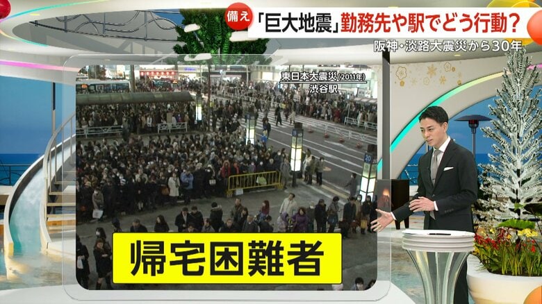 多くの人がターミナル駅などに集中し、大きく混乱した東日本大震災時の東京