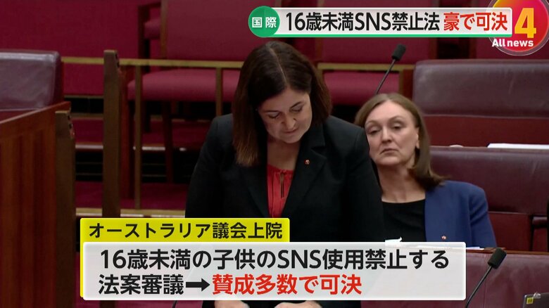 16歳未満がSNSを使えないようにする法案が可決されたオーストラリア議会上院