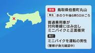 ミニバイク運転の男性が死亡 乗用車が対向車線にはみ出す（鳥取・伯耆町）