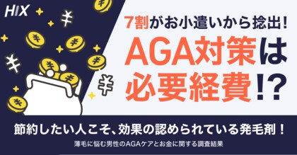 7割の男性がお小遣いから捻出!物価高でもAGA対策は︎必要経費!?【薄毛に悩む男性のAGAケアとお金に関する調査結果】