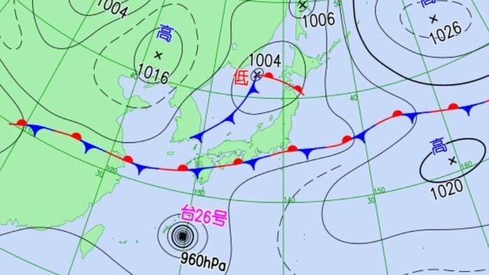 天気図（予想）28日午前9時　気象庁HPより