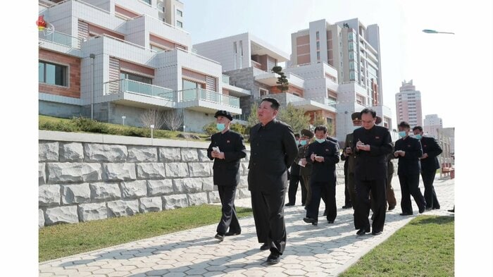 平壌市内には新たな住宅地も建設されている(2022年4月)
