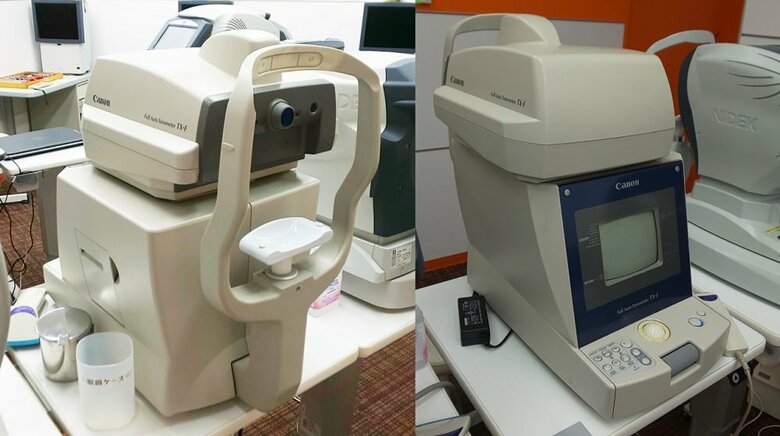 ノンコンタクトトノメーター　左：患者側　右：検査員側（提供：冨田実アイクリニック銀座）