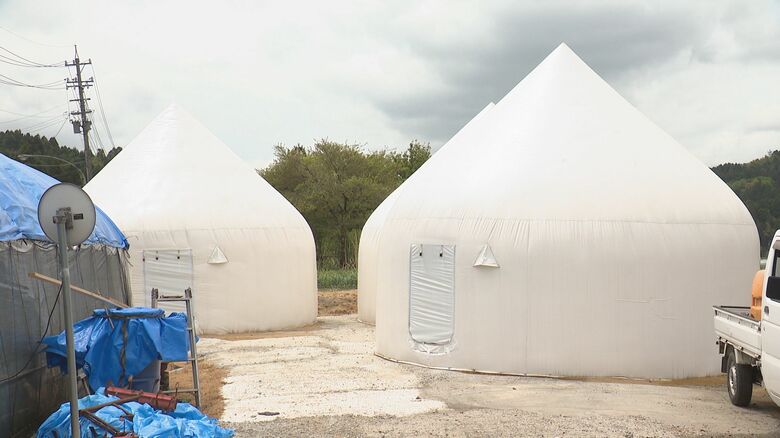 農業用ハウスの隣に建てたインスタントハウス