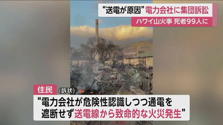 訴状では送電線から致命的な火災が発生したと主張