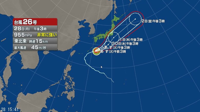 台風26号の進路予想図