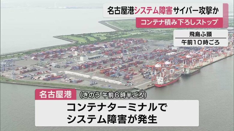 システム障害が発生した名古屋港。サイバー攻撃の可能性がある（5日午前10時ごろ）