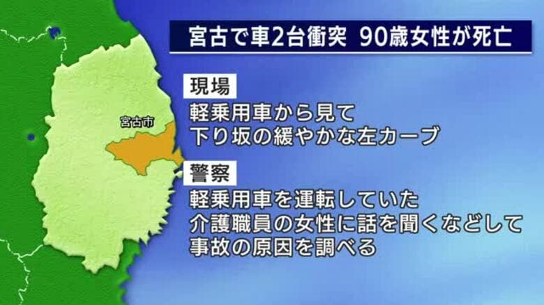車2台が正面衝突、後部座席の女性死亡　軽乗用車がセンターラインはみ出す　岩手県宮古市｜FNNプライムオンライン