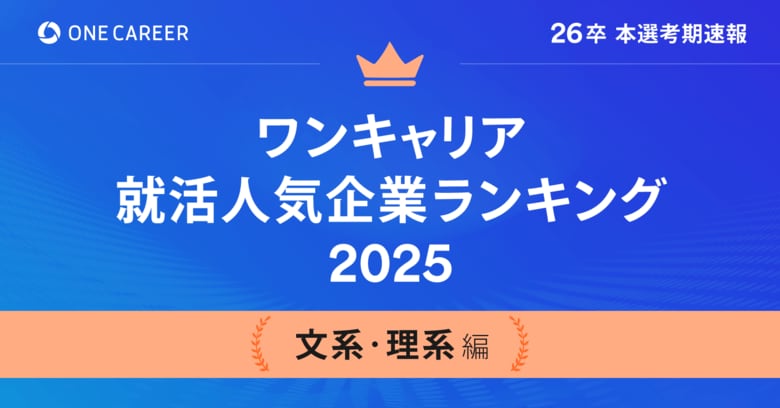 「ワンキャリア就活人気企業ランキング 【文系・理系編】26卒本選考期速報」を公開