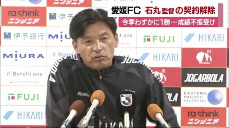 愛媛ＦＣが石丸監督と契約解除“今季わずか１勝”成績不振「期待に応えられず」青野ＨＣ暫定監督に【愛媛】｜FNNプライムオンライン