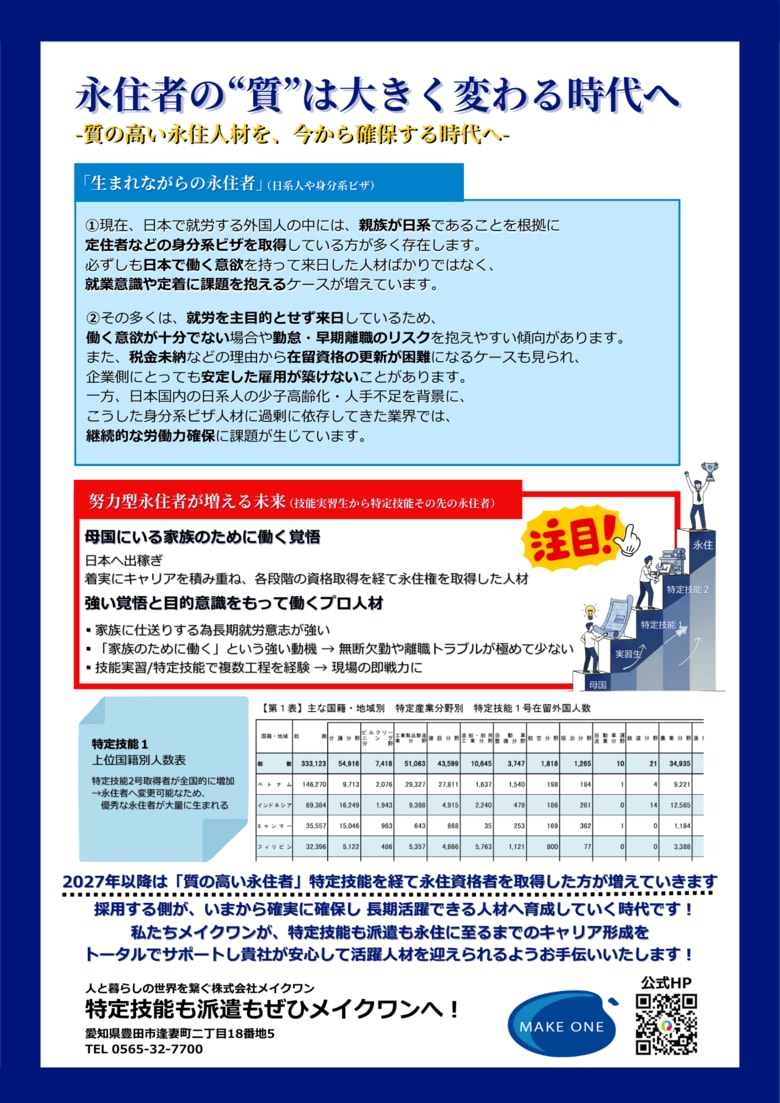 永住者の“質”は大きく変わる時代へ