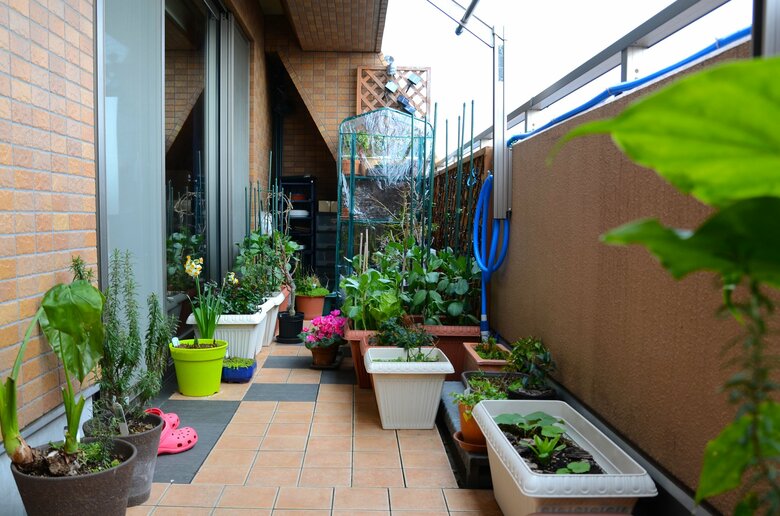 植木鉢などは屋内に入れるかしっかり固定を（画像はイメージ）