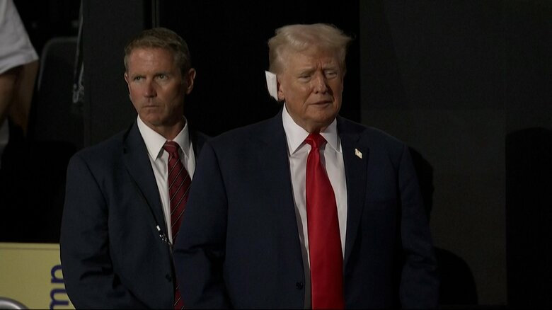 15日、ウィスコンシン州ミルウォーキーで行われた共和党大会に出席したトランプ氏