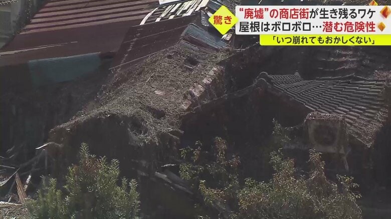 廃墟のような建物が並ぶ、宮崎市の商店街