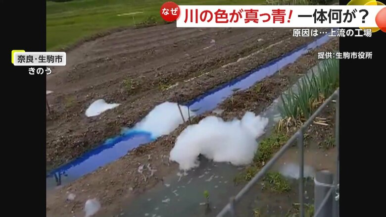 川に流れ出ていた大量の白い泡