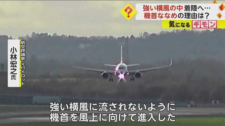 フラフラと揺れながら降りてきた旅客機