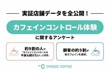 CHOOZE COFFEE、「カフェインコントロール」実証店舗データを全公開!顧客の約5割が低カフェインを選択。