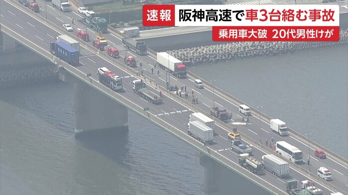 阪神高速5号湾岸線下り(大阪市此花区 13日午前)