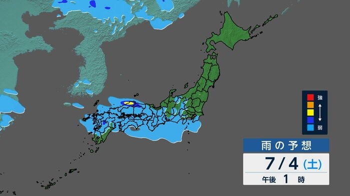 気象庁コンピューターの雨予想（3日午前の情報）