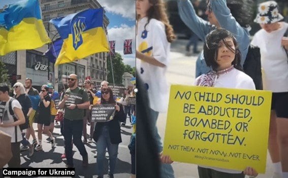 子ども連れ去りに反対するデモがロンドンでも行われた(2025年6月)