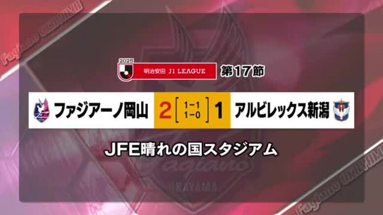サッカーＪ１リーグ　ファジアーノ岡山が新潟を２対１で破る【岡山】｜FNNプライムオンライン