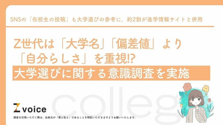 Z世代は「大学名」「偏差値」より「自分らしさ」を重視!?大学選びに関する意識調査を実施