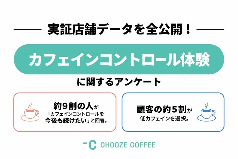CHOOZE COFFEE、「カフェインコントロール」実証店舗データを全公開!顧客の約5割が低カフェインを選択。