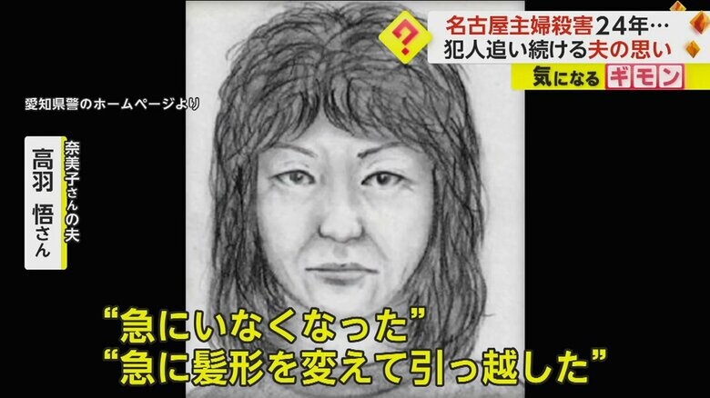 愛知県警のホームページで公開している事件当時の犯人の似顔絵