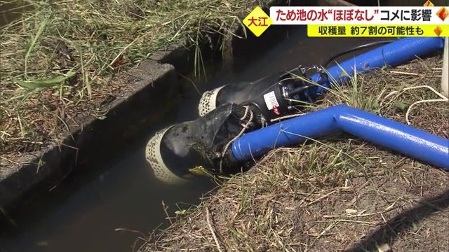 ポンプを使って川の水を田んぼに