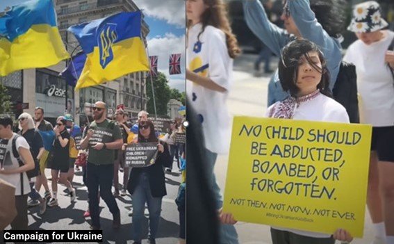 子ども連れ去りに反対するデモがロンドンでも行われた(2025年6月)