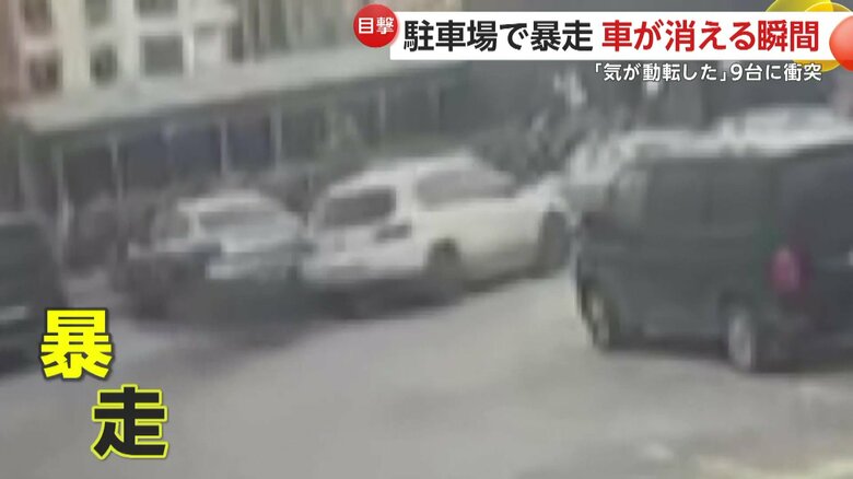 駐車場内で車が暴走し空き地へ転落する瞬間（トルコ・イスタンブール）（2）