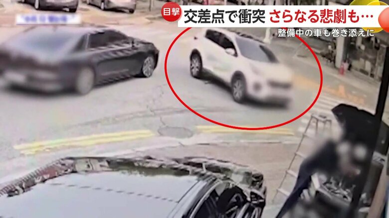2台の車が二重事故を起こす瞬間（韓国・高陽市）⑥