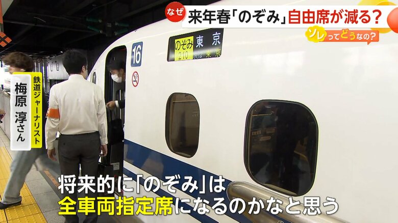 「将来的に「のぞみ」は、全車両指定席になる」と指摘する鉄道ジャーナリスト・梅原淳さん