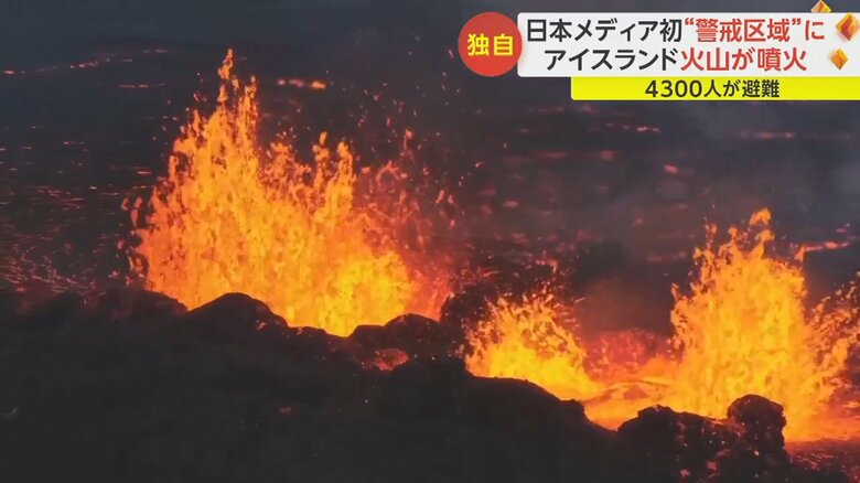 地面の亀裂から激しく噴き出す、灼熱のマグマ