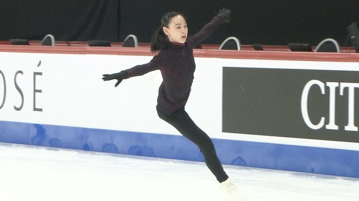前日練習ではトリプルアクセルを着氷させた岡万佑子