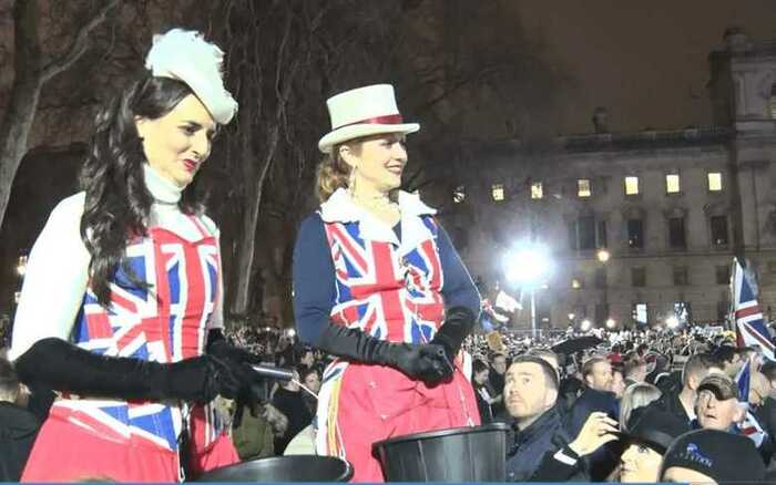 2020年1月31日 EU離脱を祝う離脱派市民たち ロンドン中心部