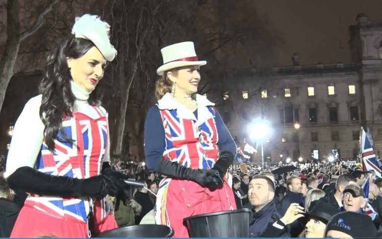 2020年1月31日　EU離脱を祝う離脱派市民たち　ロンドン中心部