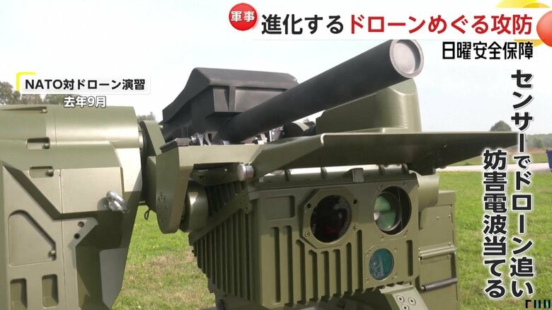センサーでドローンを次々に追い、妨害電波を当てる