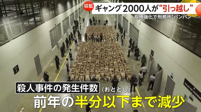 上半身裸でずらりと並んだ囚人