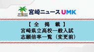 【全掲載】宮崎県立高校一般入試　志願倍率一覧（変更前）過去10年で最も低い0.73倍に　私立高校の授業料実質無償化が影響か