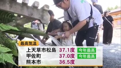 県内は１２日強い日差しが照り付け南阿蘇村で７月観測史上最も高い３５．２度を記録