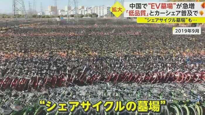 大量に放置されたシェアサイクルも問題に