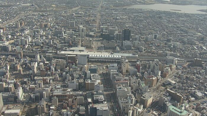 上空から見た新潟県の玄関口「新潟駅」