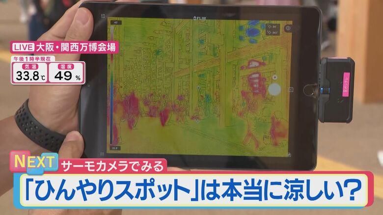 万博会場のクールスポットをサーモカメラで検証　知られざる「断トツで涼しい！」場所を発見｜FNNプライムオンライン