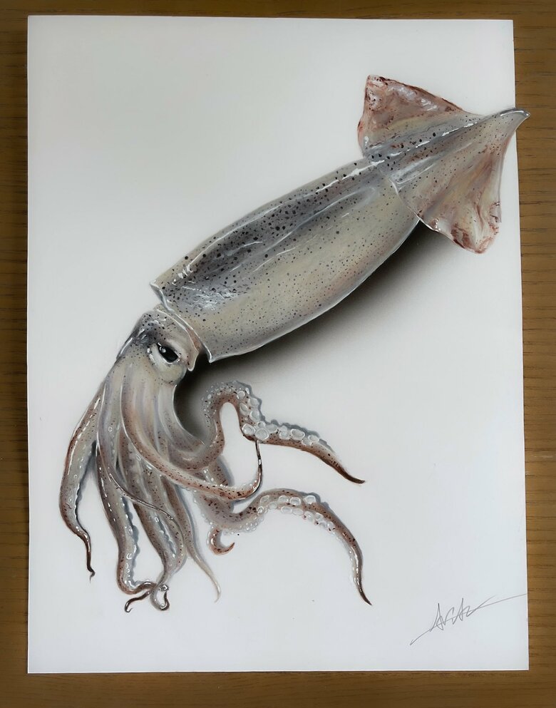 5〜6時間かけて描いたイカ（提供：ARIAさん）