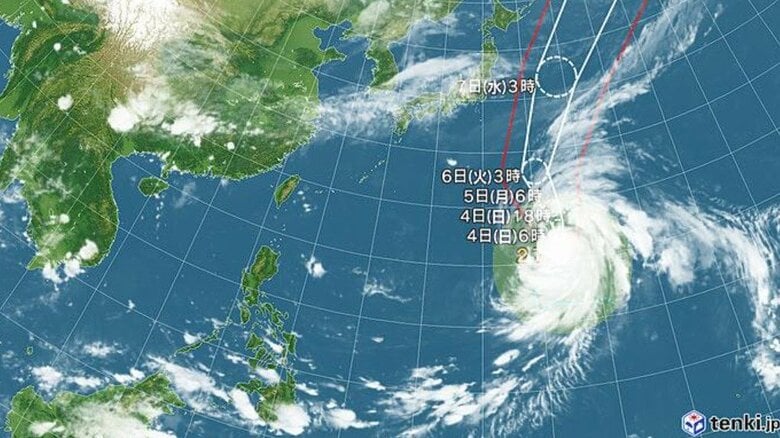 台風27号の進路予想図　日本気象協会 tenki.jpより