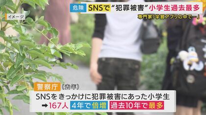 「SNSきっかけで犯罪被害あった小学生」“大半は性被害”過去10年で最多“167人”　親の警戒薄い“学習アプリ”通じて接触も…　京大・藤井教授「海外のように“子供のSNS利用禁止”検討に値する」