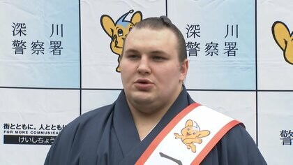 大関・安青錦が一日署長、安全運転を呼びかけ　きょうから生活道路の法定速度を時速30キロに引き下げ