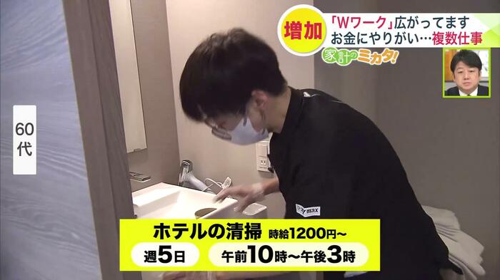 週5日でホテル清掃をしている女性